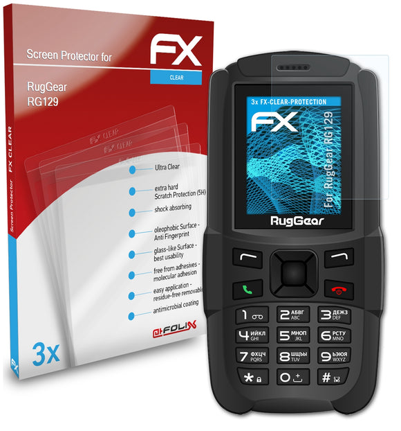 atFoliX FX-Clear Schutzfolie für RugGear RG129