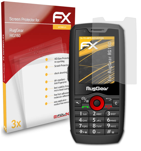 atFoliX FX-Antireflex Displayschutzfolie für RugGear RG160
