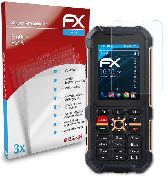 atFoliX FX-Clear Schutzfolie für RugGear RG170