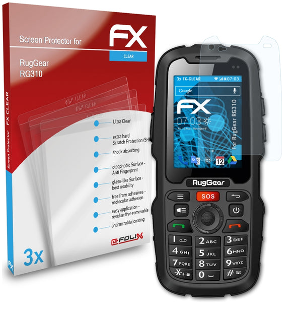 atFoliX FX-Clear Schutzfolie für RugGear RG310