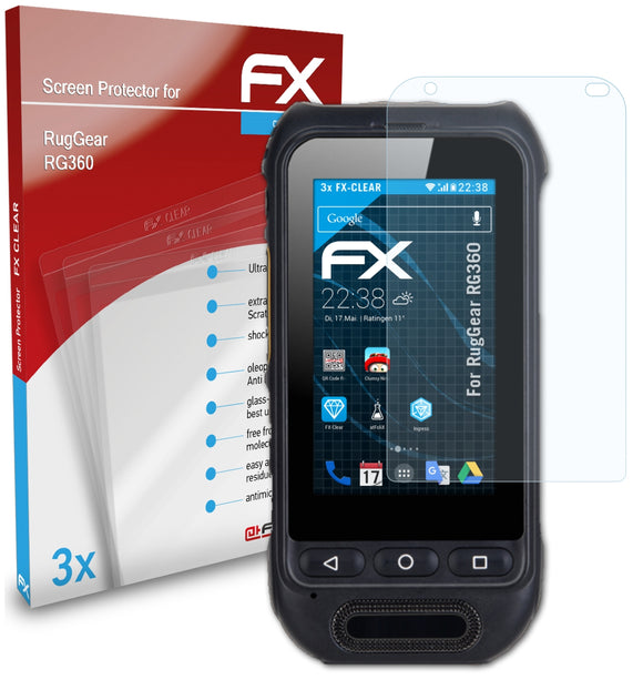 atFoliX FX-Clear Schutzfolie für RugGear RG360