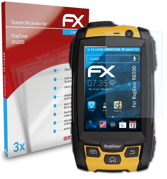 atFoliX FX-Clear Schutzfolie für RugGear RG500