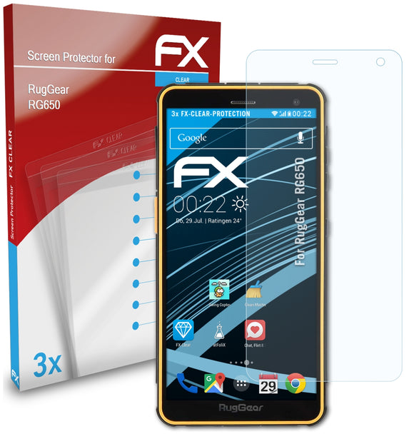 atFoliX FX-Clear Schutzfolie für RugGear RG650