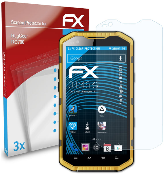 atFoliX FX-Clear Schutzfolie für RugGear RG700