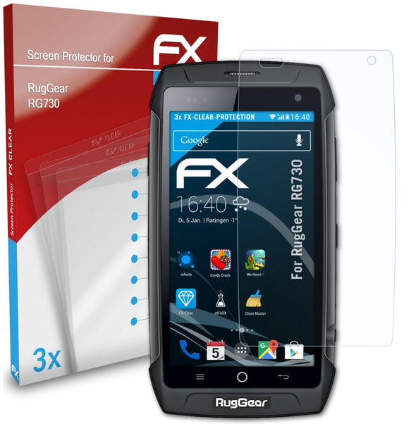 atFoliX FX-Clear Schutzfolie für RugGear RG730