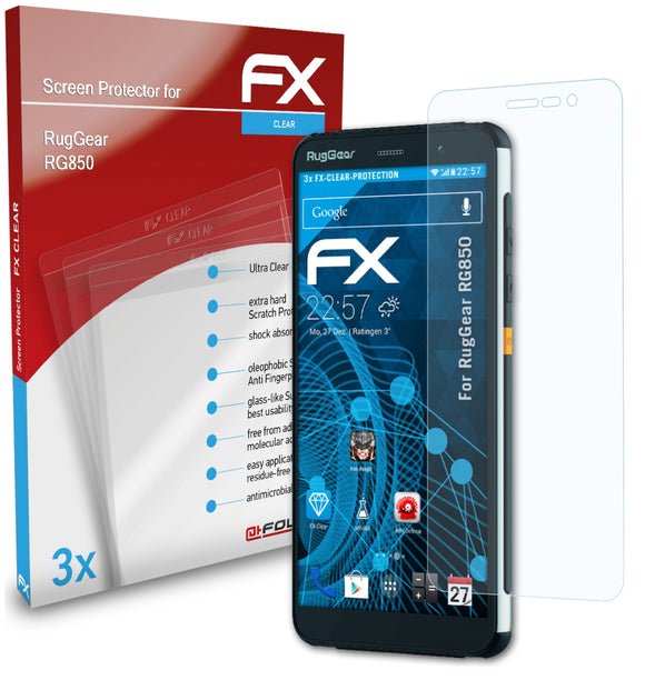 atFoliX FX-Clear Schutzfolie für RugGear RG850