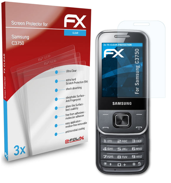 atFoliX FX-Clear Schutzfolie für Samsung C3750