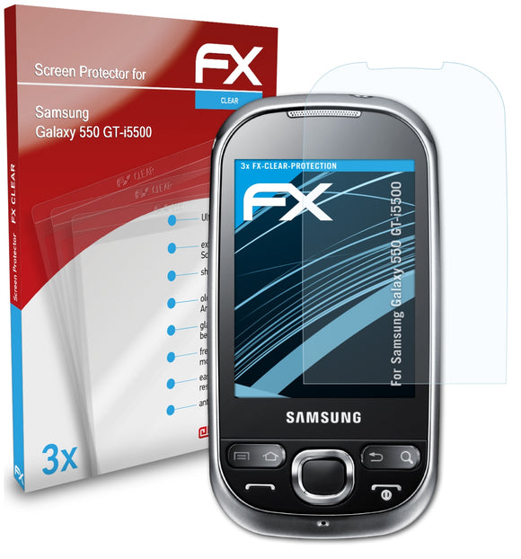 atFoliX FX-Clear Schutzfolie für Samsung Galaxy 550 (GT-i5500)