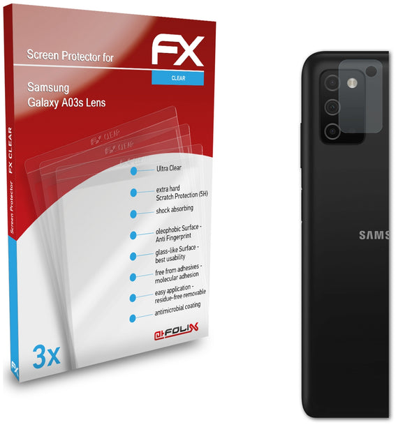 atFoliX FX-Clear Schutzfolie für Samsung Galaxy A03s Lens