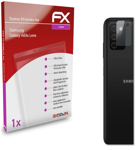 atFoliX FX-Hybrid-Glass Panzerglasfolie für Samsung Galaxy A03s Lens