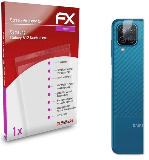 atFoliX FX-Hybrid-Glass Panzerglasfolie für Samsung Galaxy A12 Nacho Lens