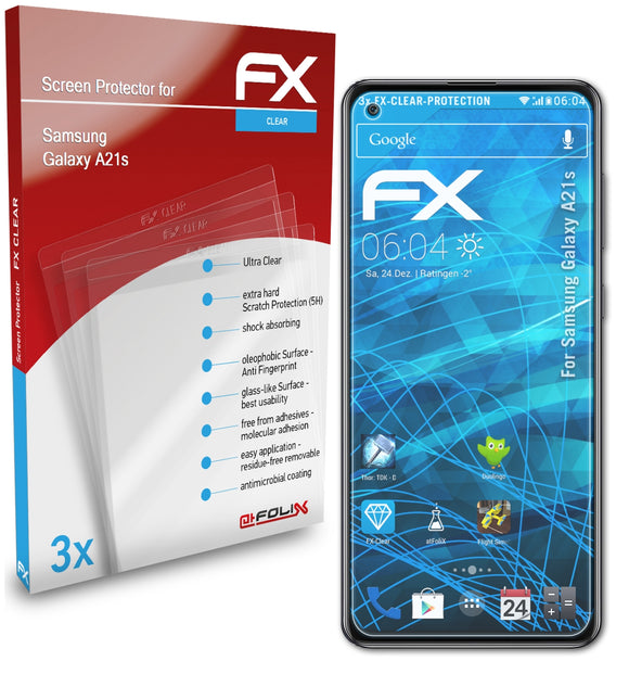 atFoliX FX-Clear Schutzfolie für Samsung Galaxy A21s