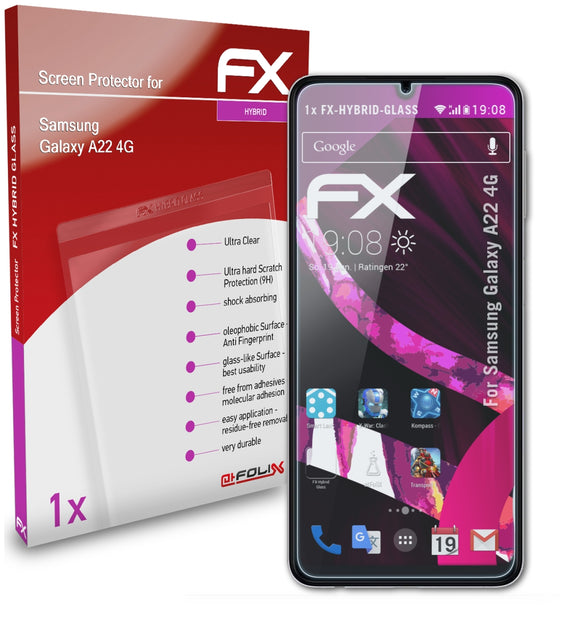 atFoliX FX-Hybrid-Glass Panzerglasfolie für Samsung Galaxy A22 4G