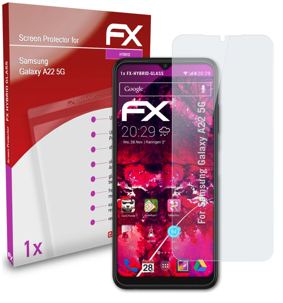 atFoliX FX-Hybrid-Glass Panzerglasfolie für Samsung Galaxy A22 5G