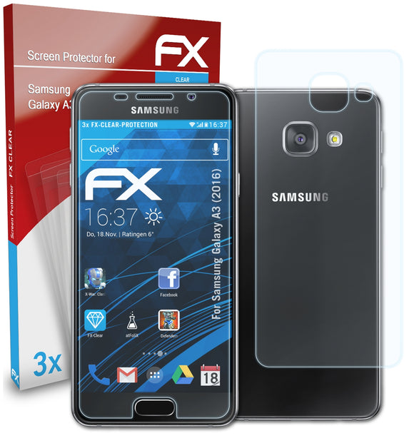 atFoliX FX-Clear Schutzfolie für Samsung Galaxy A3 (2016)