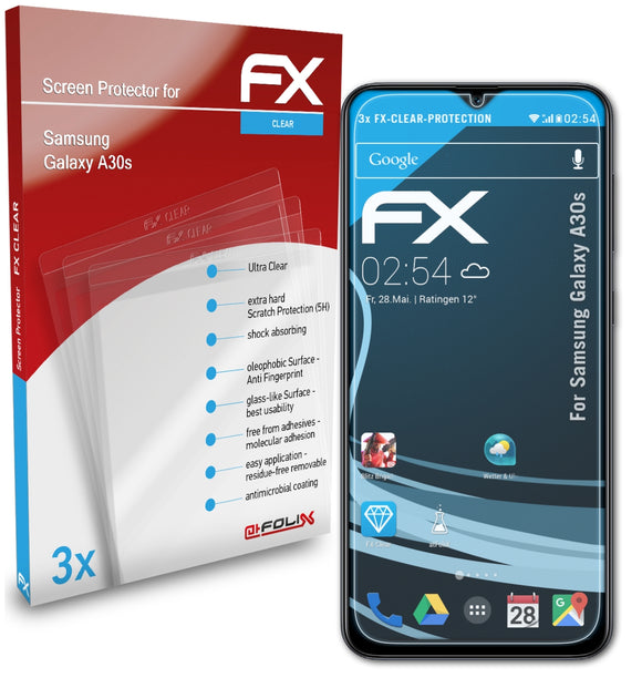 atFoliX FX-Clear Schutzfolie für Samsung Galaxy A30s