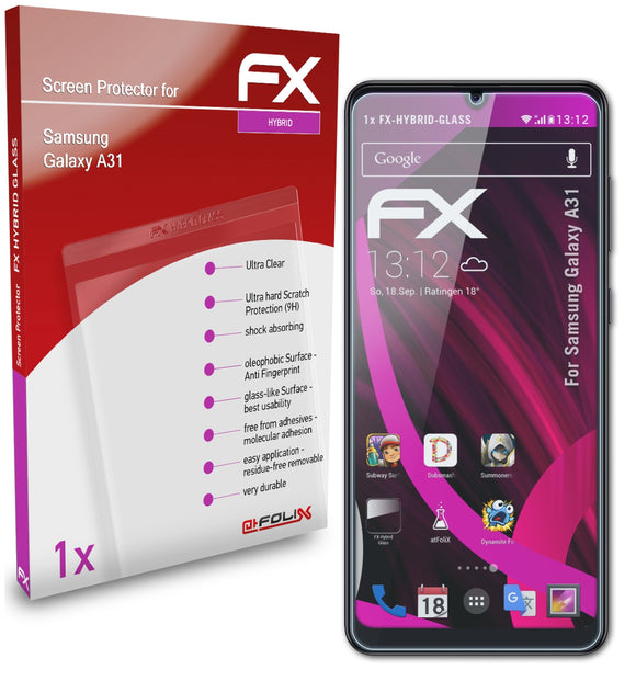 atFoliX FX-Hybrid-Glass Panzerglasfolie für Samsung Galaxy A31