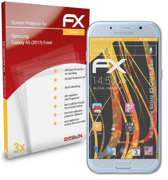 atFoliX FX-Antireflex Displayschutzfolie für Samsung Galaxy A5 (2017) Front