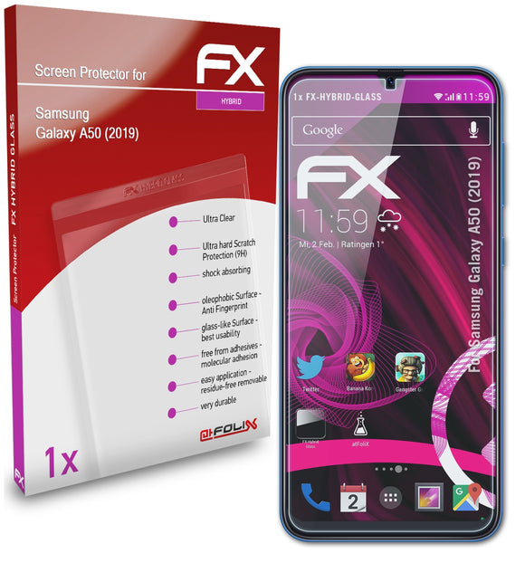 atFoliX FX-Hybrid-Glass Panzerglasfolie für Samsung Galaxy A50 (2019)