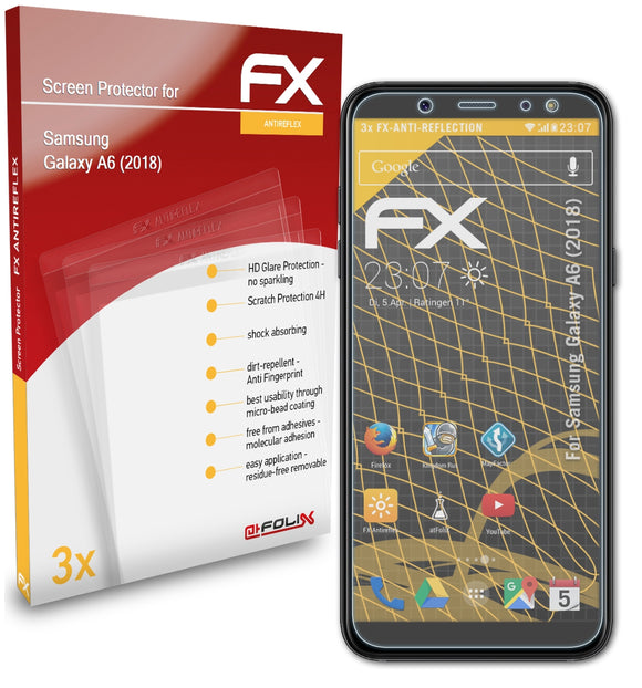 atFoliX FX-Antireflex Displayschutzfolie für Samsung Galaxy A6 (2018)
