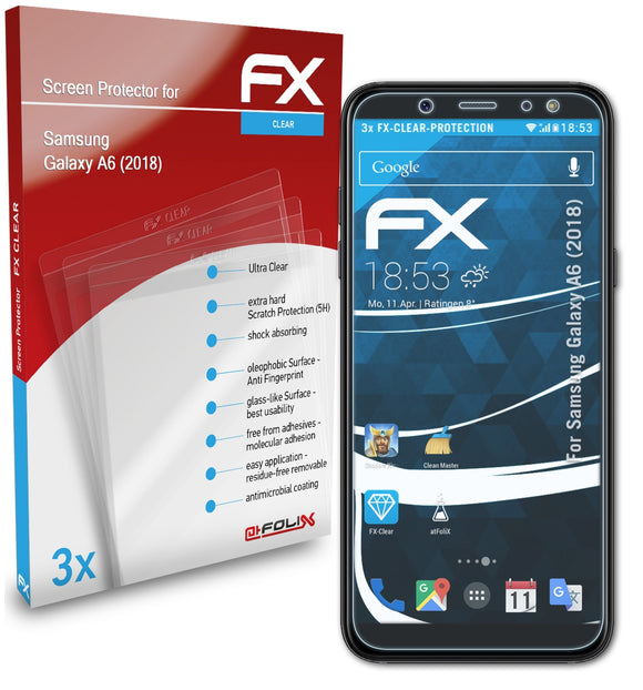 atFoliX FX-Clear Schutzfolie für Samsung Galaxy A6 (2018)
