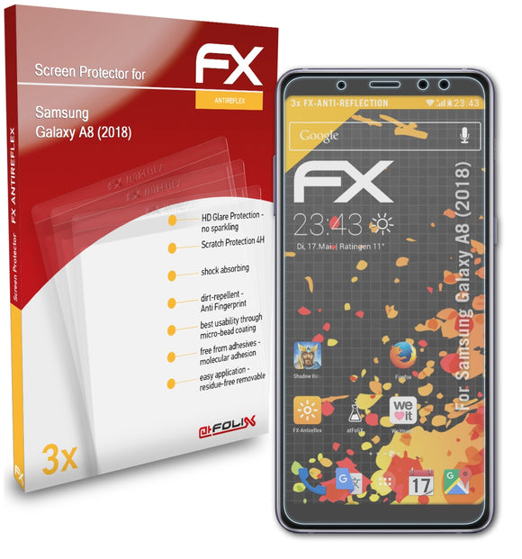 atFoliX FX-Antireflex Displayschutzfolie für Samsung Galaxy A8 (2018)