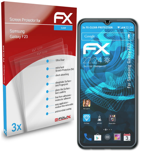 atFoliX FX-Clear Schutzfolie für Samsung Galaxy F23