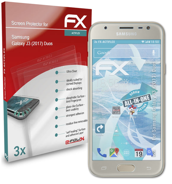atFoliX FX-ActiFleX Displayschutzfolie für Samsung Galaxy J3 (2017) Duos