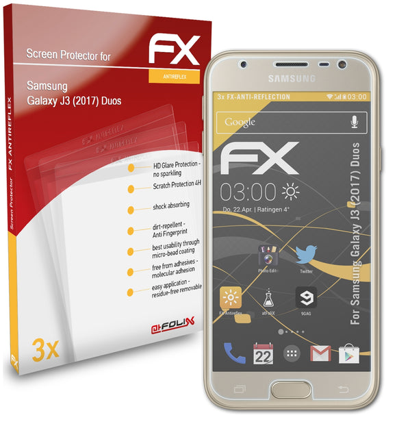 atFoliX FX-Antireflex Displayschutzfolie für Samsung Galaxy J3 (2017) Duos