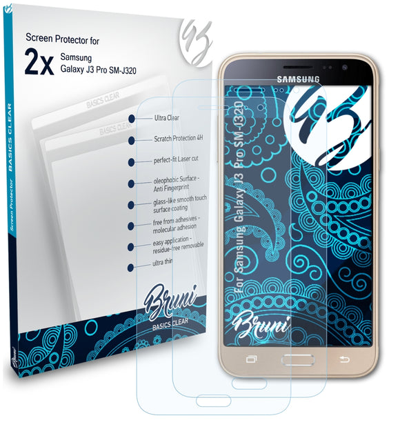 Bruni Basics-Clear Displayschutzfolie für Samsung Galaxy J3 Pro (SM-J320)