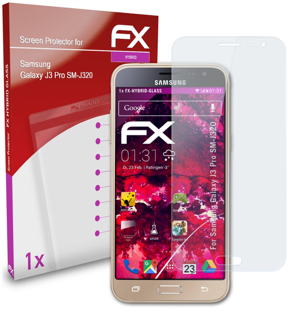 atFoliX FX-Hybrid-Glass Panzerglasfolie für Samsung Galaxy J3 Pro (SM-J320)