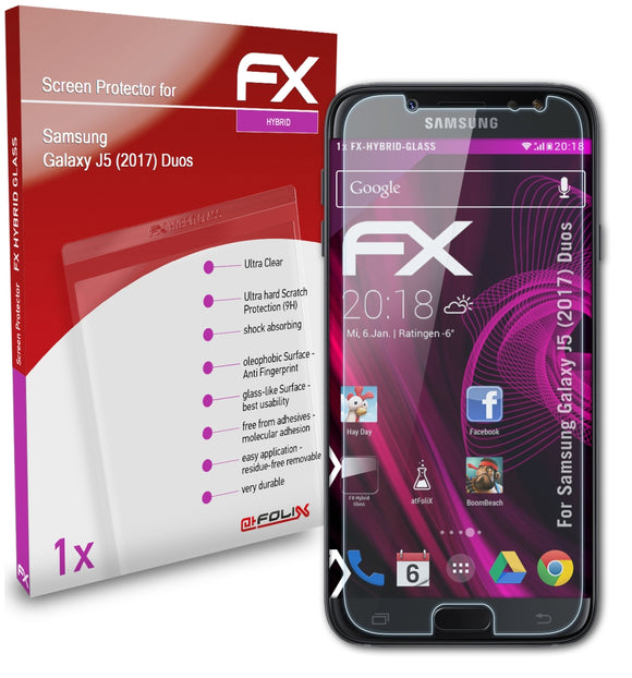 atFoliX FX-Hybrid-Glass Panzerglasfolie für Samsung Galaxy J5 (2017) Duos