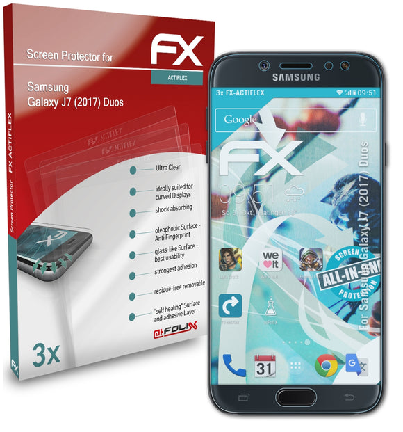 atFoliX FX-ActiFleX Displayschutzfolie für Samsung Galaxy J7 (2017) Duos