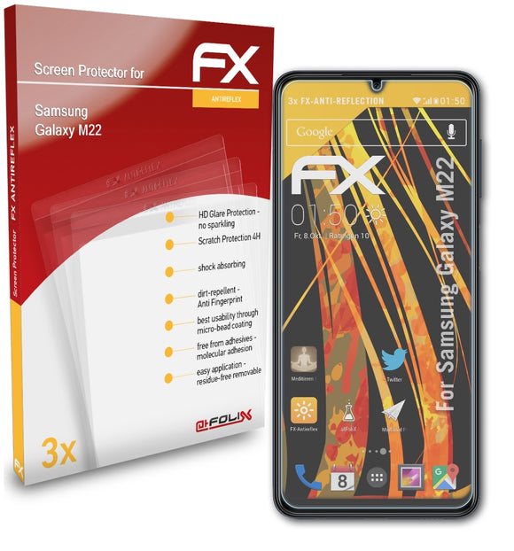 atFoliX FX-Antireflex Displayschutzfolie für Samsung Galaxy M22