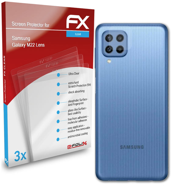 atFoliX FX-Clear Schutzfolie für Samsung Galaxy M22 Lens