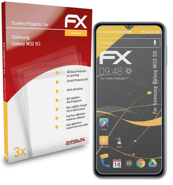 atFoliX FX-Antireflex Displayschutzfolie für Samsung Galaxy M32 5G