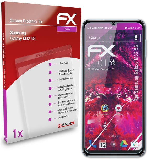 atFoliX FX-Hybrid-Glass Panzerglasfolie für Samsung Galaxy M32 5G