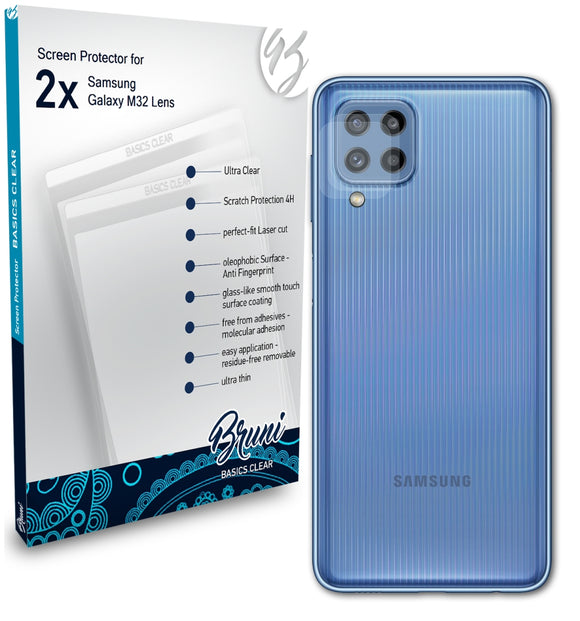 Bruni Basics-Clear Displayschutzfolie für Samsung Galaxy M32 (Lens)