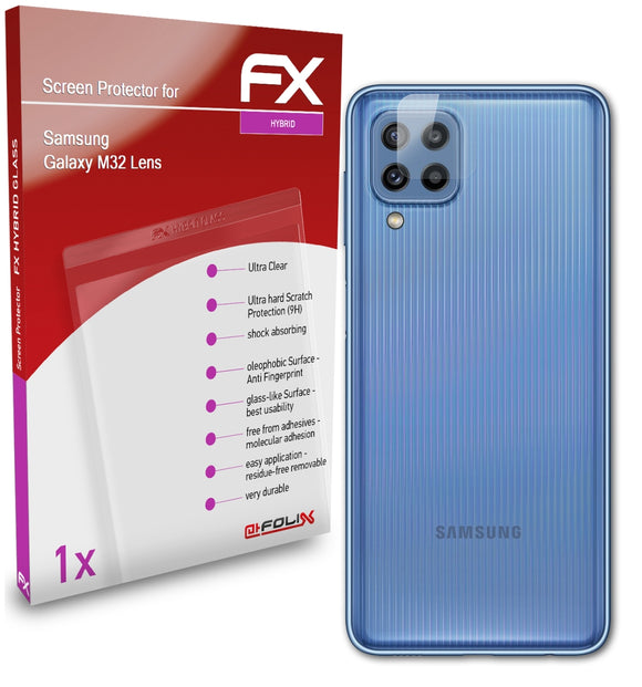 atFoliX FX-Hybrid-Glass Panzerglasfolie für Samsung Galaxy M32 (Lens)