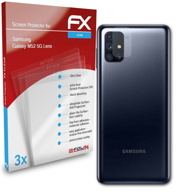 atFoliX FX-Clear Schutzfolie für Samsung Galaxy M52 5G Lens