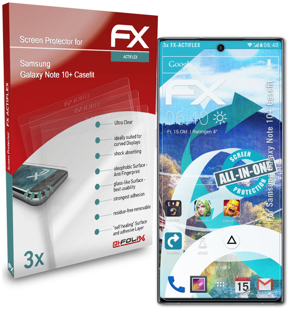 atFoliX FX-ActiFleX Displayschutzfolie für Samsung Galaxy Note 10+ (Casefit)