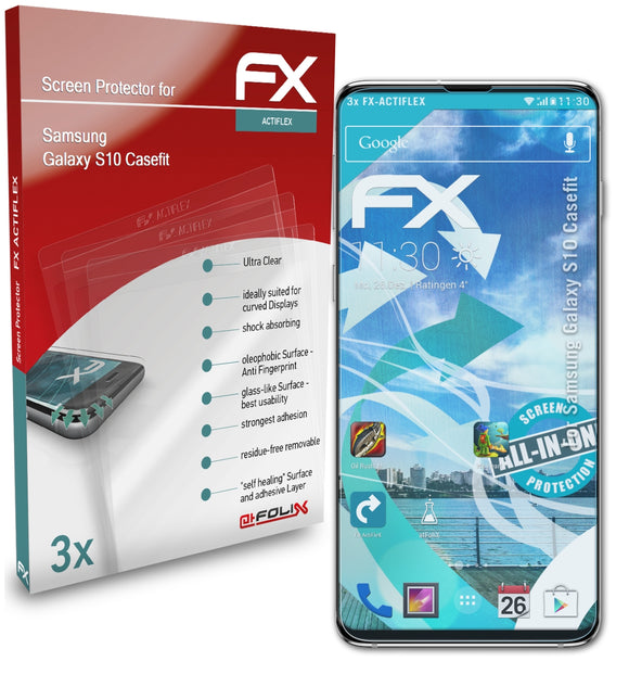 atFoliX FX-ActiFleX Displayschutzfolie für Samsung Galaxy S10 (Casefit)