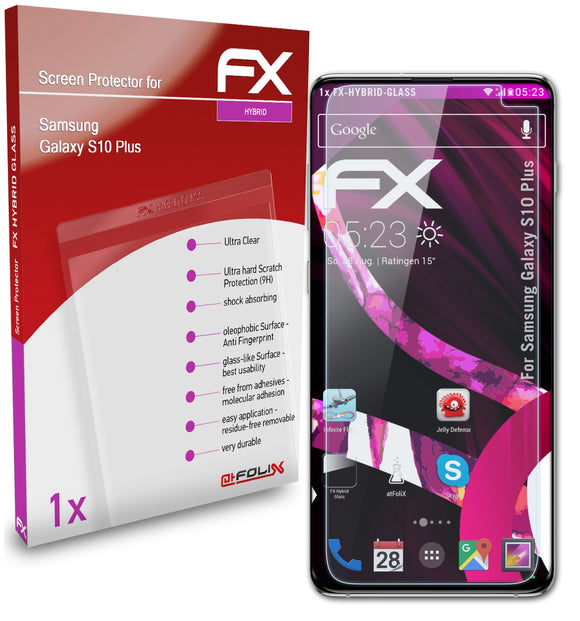 atFoliX FX-Hybrid-Glass Panzerglasfolie für Samsung Galaxy S10 Plus