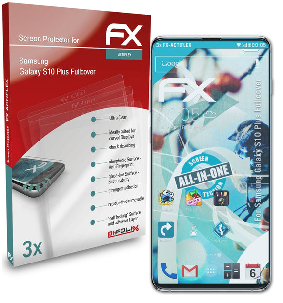 atFoliX FX-ActiFleX Displayschutzfolie für Samsung Galaxy S10 Plus (Fullcover)