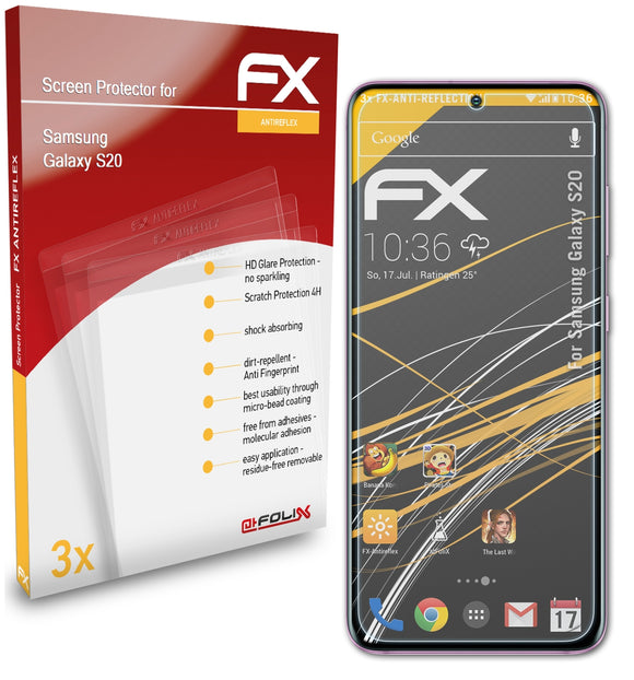 atFoliX FX-Antireflex Displayschutzfolie für Samsung Galaxy S20