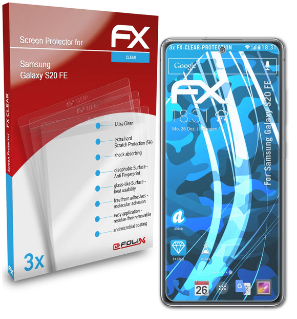 atFoliX FX-Clear Schutzfolie für Samsung Galaxy S20 FE