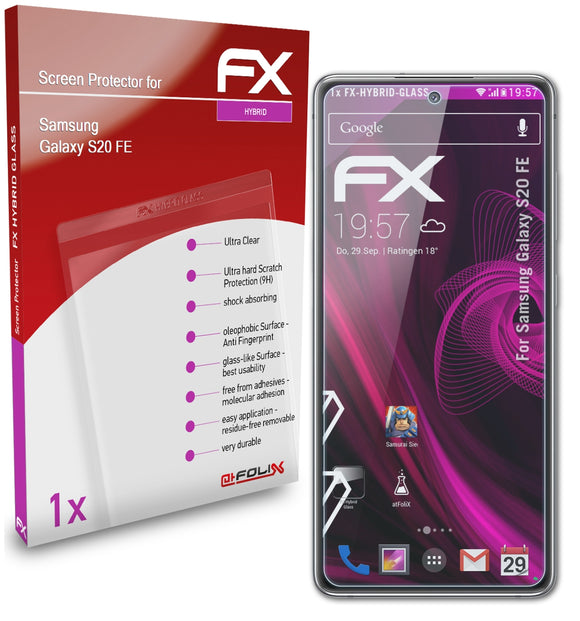 atFoliX FX-Hybrid-Glass Panzerglasfolie für Samsung Galaxy S20 FE