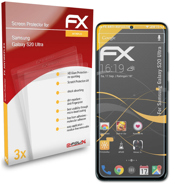 atFoliX FX-Antireflex Displayschutzfolie für Samsung Galaxy S20 Ultra