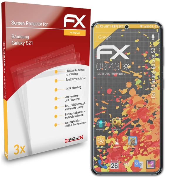 atFoliX FX-Antireflex Displayschutzfolie für Samsung Galaxy S21
