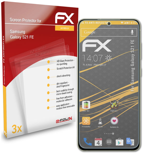 atFoliX FX-Antireflex Displayschutzfolie für Samsung Galaxy S21 FE